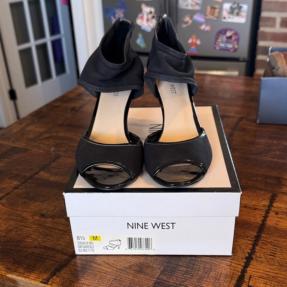 Nine West Black Peep-Toe Heels
